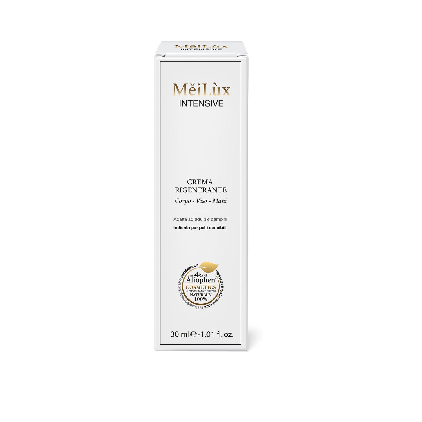 MěiLùx INTENSIVE - Crema rigenerante per Corpo, Viso, Mani con Aliophen® 4% - 30 ml
